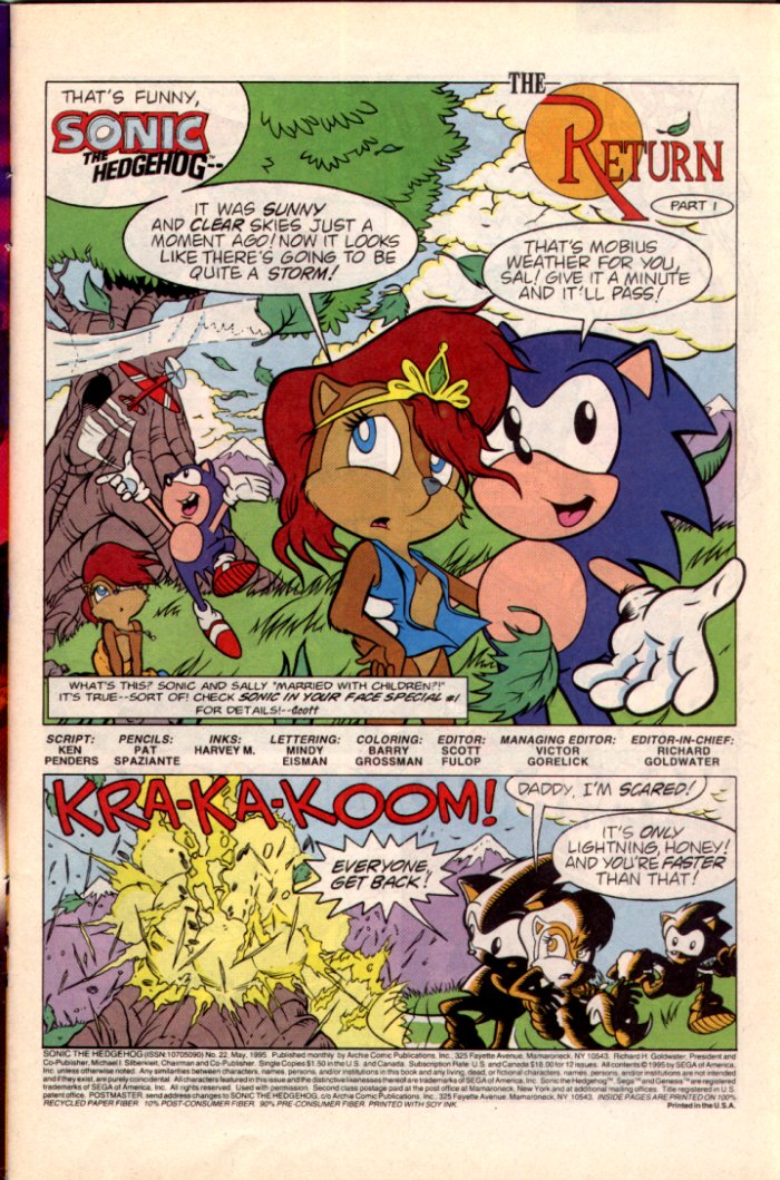 Sonic - Archie Adventure Series May 1995 Page 1